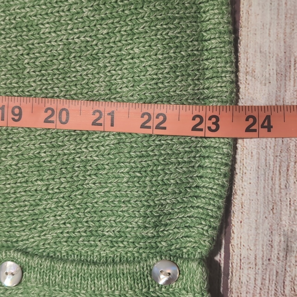 L.L. Bean Women's Green Knit Cotton Button Front Cardigan Size M - Picture 9 of 10